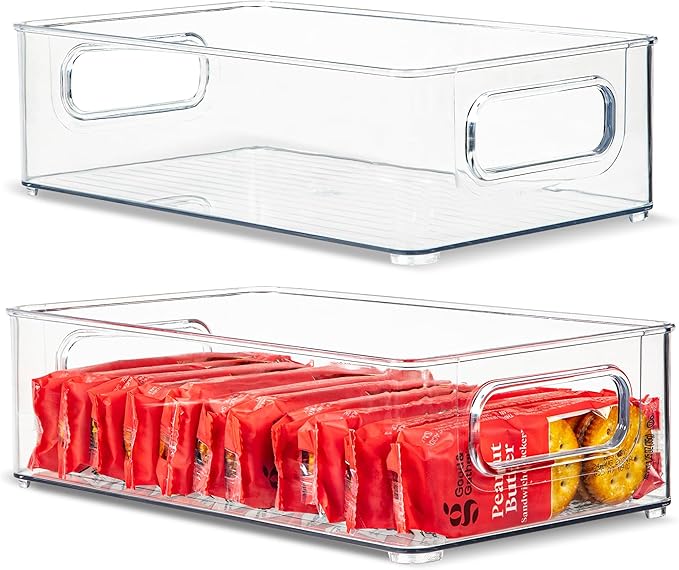 Plastic Food Storage 2 Pack Clear Container Bin by primebox