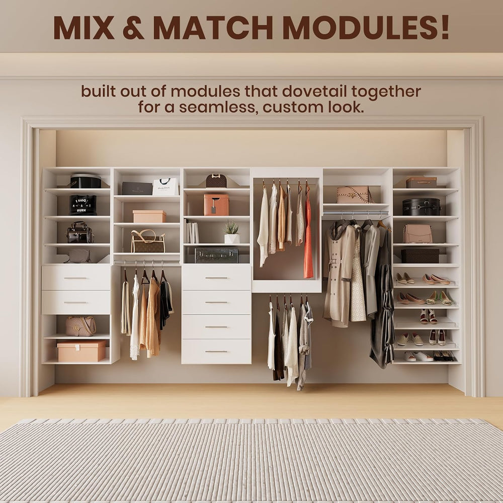 ROOMTEC Modular Closet System, 55" Wall Mounted Closet Organizer with Ha...
