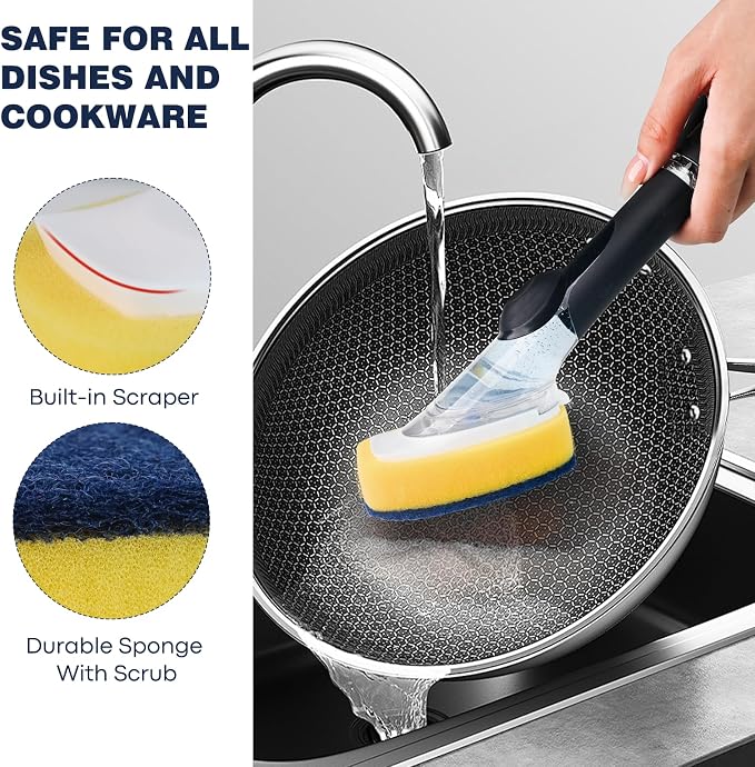 Sponge Brush Refills for OXO Dish Brush, 4 Pack Soap Dispensing Dish Refills - Image 3
