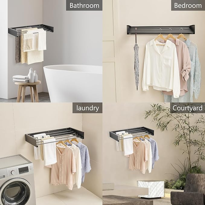 JOOM Laundry Drying Rack Collapsible, Wall Mounted Clothes Drying Rack - Image 5