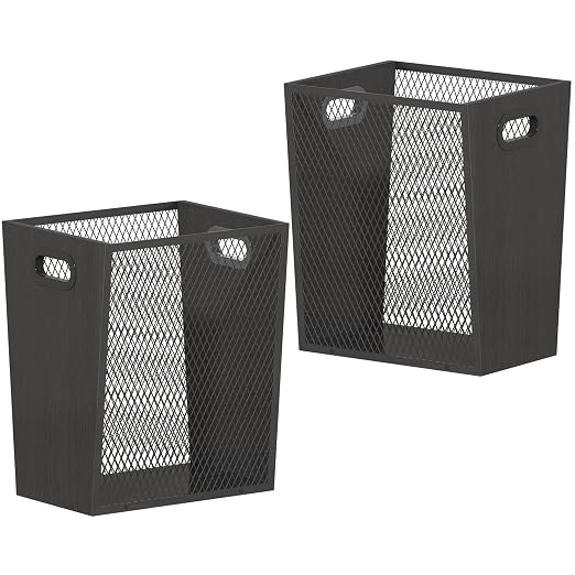 Piskyet Black Office Trash Can for Near Desk, 7 Gallon Unique Wood Bedroom by Piskyet