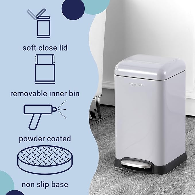 happimess HPM1012E Betty Retro Mini 3.2-Gallon Step-Open Trash Can, Fingerprint - Image 3