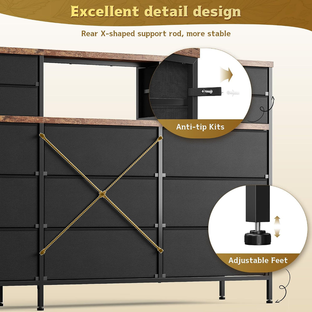 Homkdom Dresser for Bedroom with 9 Fabric Drawers & 55.12" W Display...