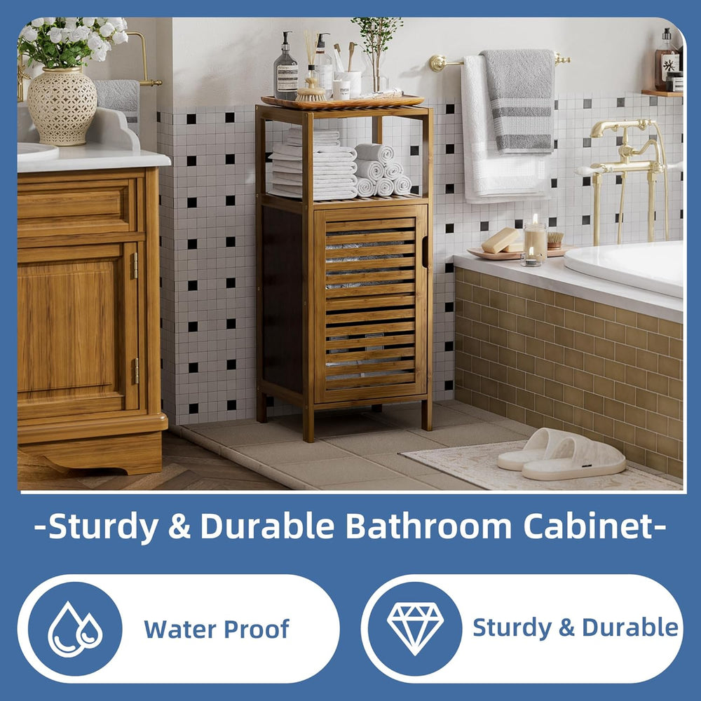 HITNET Bathroom Cabinet, Bamboo Floor Cabinet Free Standing, 4 Tier Sofa Side...