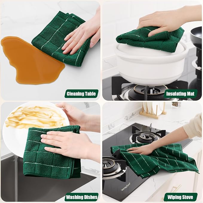 Homaxy Microfiber Kitchen Towels and Dishcloths Set, 12 Pack Soft and Absorbent - Image 5