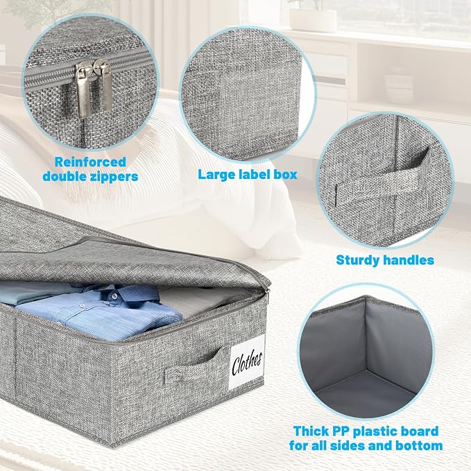 Under Bed Storage Container Bin 4 Pack, 4.5 Inch Slim Low Profile Underbed - Image 7