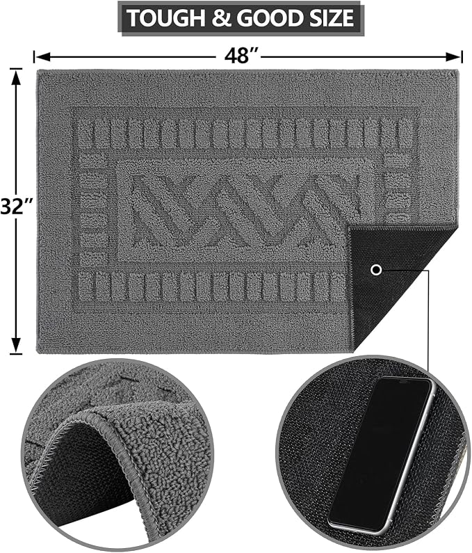 FONEYI Indoor Doormat, Front Back Door Mat Rubber Backing Non Slip Door Mats - Image 2