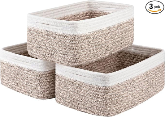 3 Pack Small Storage Baskets for Organizing, Cute Woven Decorative Gift Baskets by OIASKET