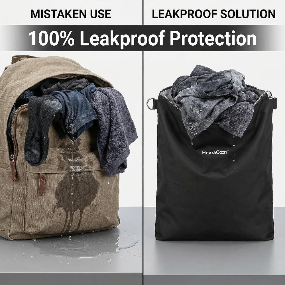 HevraCom Waterproof Laundry Bag Travel for Wet Clothes - Odor-Proof Waterproo...