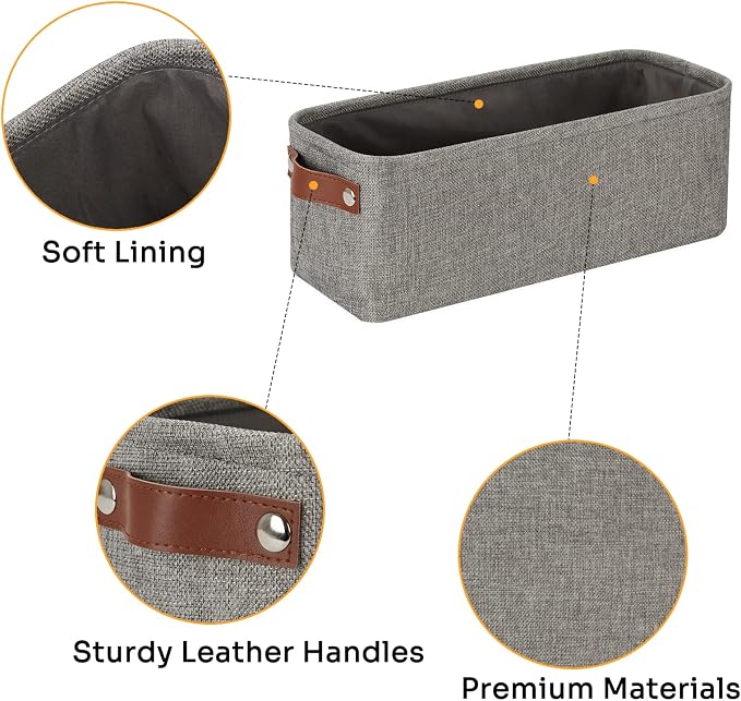 DULLEMELO Soft Cotton Fabric Bathroom Storage Baskets 2 Pack Fabric Shelf - Image 4