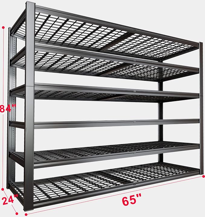 65" W Garage Shelving Heavy Duty, 6 Tier Garage Shelves, Adjustable Storage - Image 3