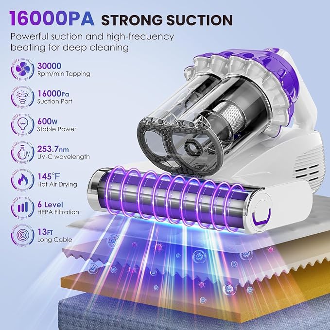 Mattress Vacuum Cleaner, 16Kpa Bed Vacuum Cleaner - Image 2