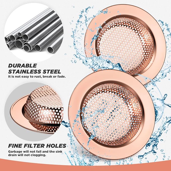 Retisee 2 Pcs Sink Strainer Stainless Steel Kitchen Sink Drain Strainer Basket - Image 5