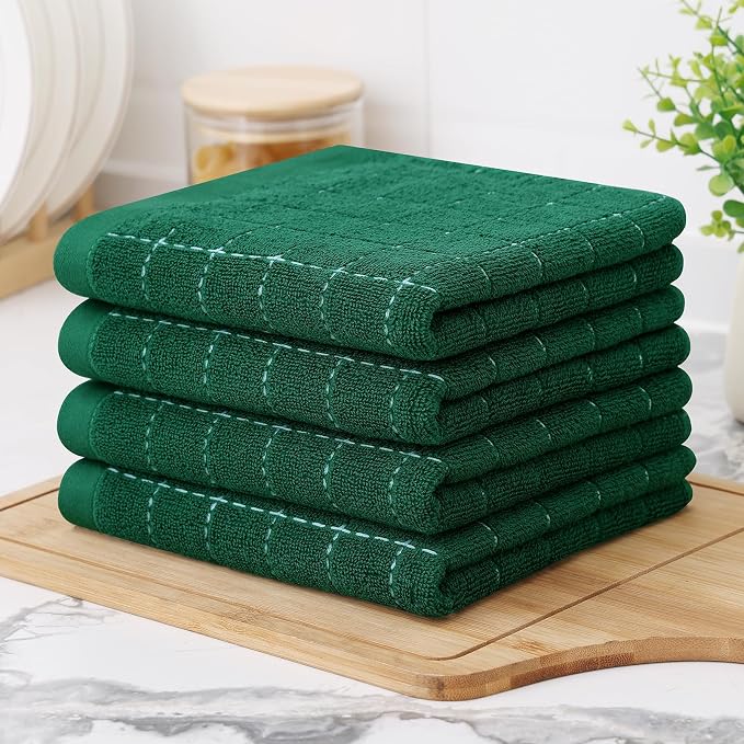 Homaxy 100% Cotton Terry Kitchen Towels, Checkered Designed, Soft and Super - Image 8
