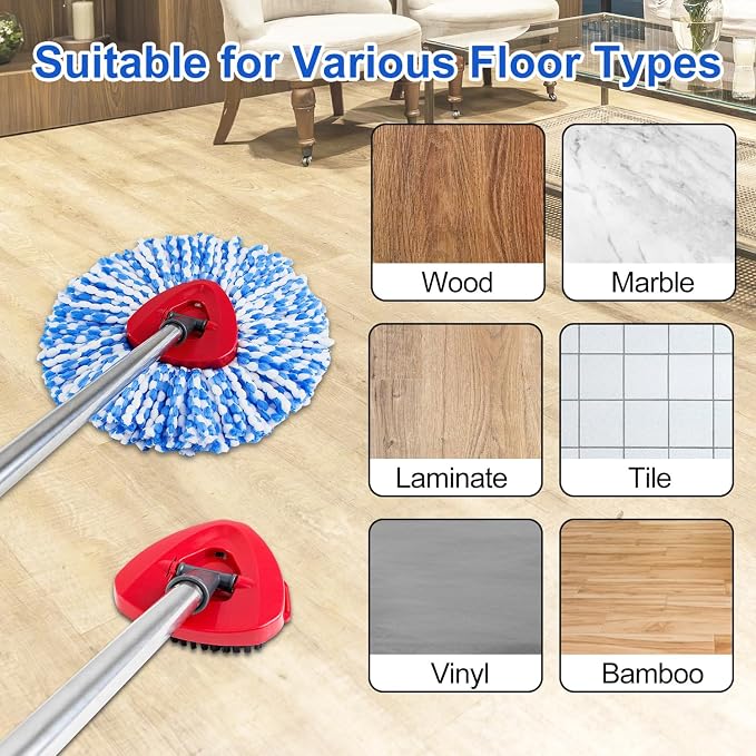 Spin Mop Handle Mop Heads and Base Replacement Sets Compatible - Image 8