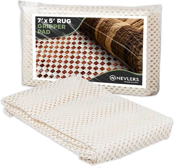 Nevlers 5'x7' White Anti Slip Rug Mat Non Skid Design | PVC Non Slip Rug Pads | by Nevlers