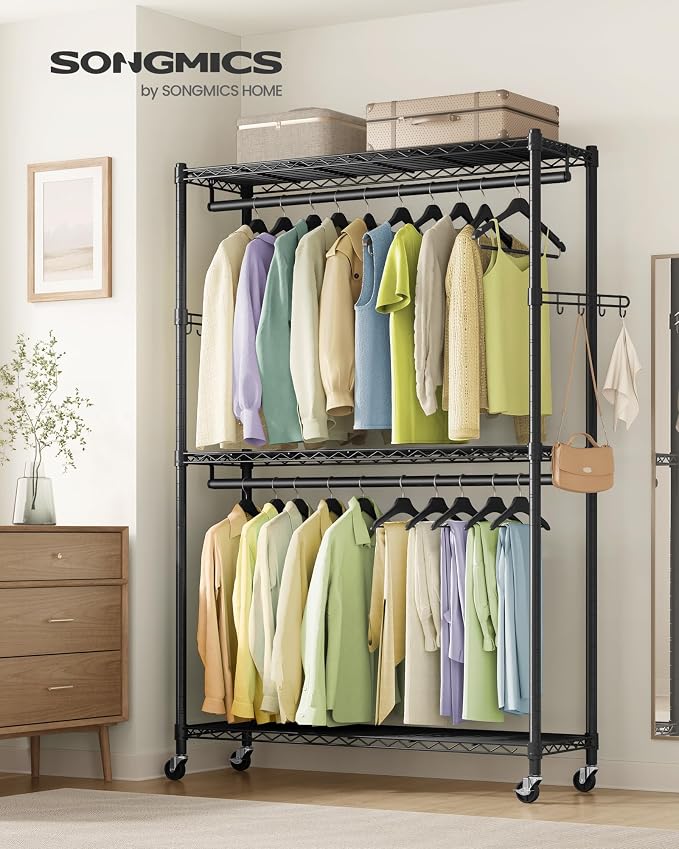SONGMICS Heavy-Duty Rolling Clothes Rack, Garment Rack, Portable Closet - Image 2