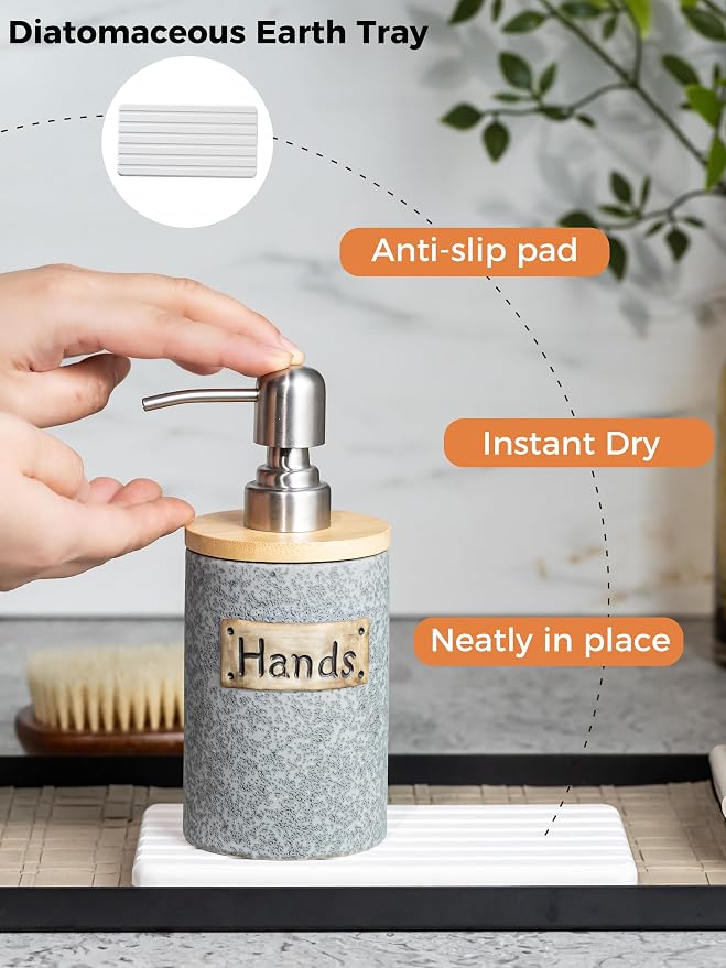 Hand and Dish Soap Dispenser Set, Ceramic Kitchen Soap Dispenser - Image 6