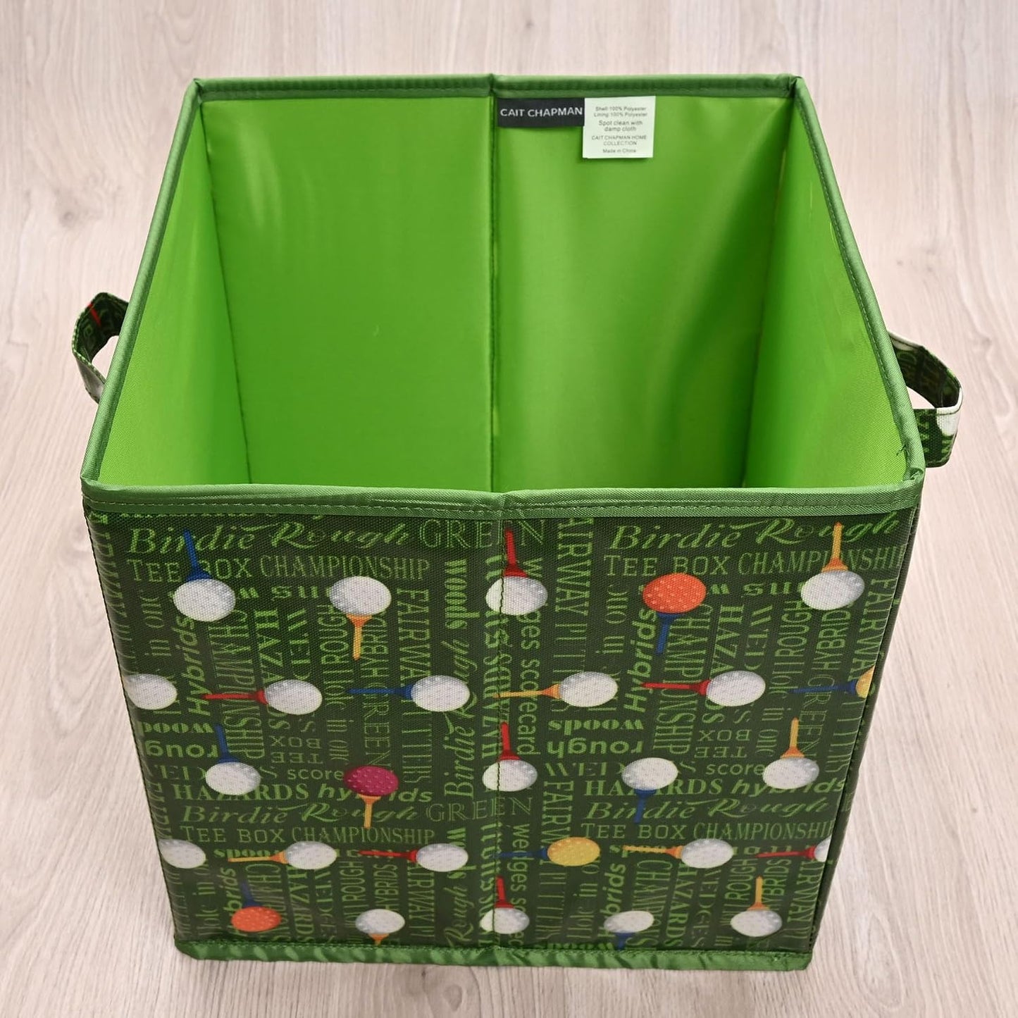 CAIT CHAPMAN HOME COLLECTION Passion for Sports Storage Bins (Golf balls, 11"x11"x11" Cube)