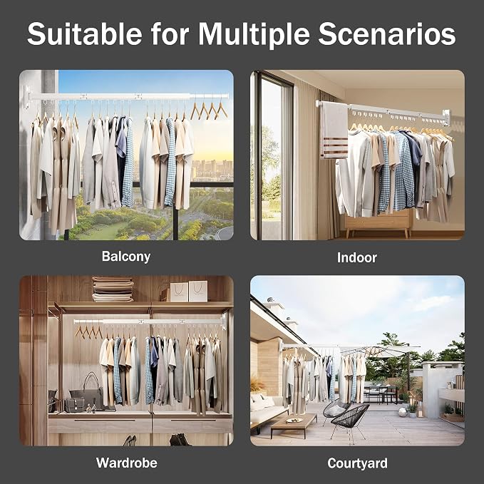 Wall Mounted Clothes Drying Rack, Retractable Laundry Rack - Image 5