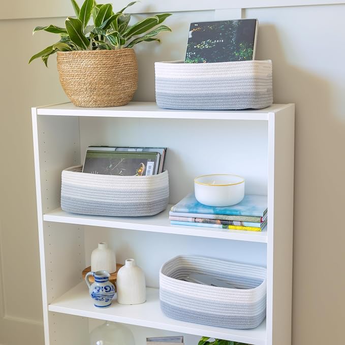 NaturalCozy 13.5”x8.5”x5.5” Rectangle Storage Baskets - Image 3
