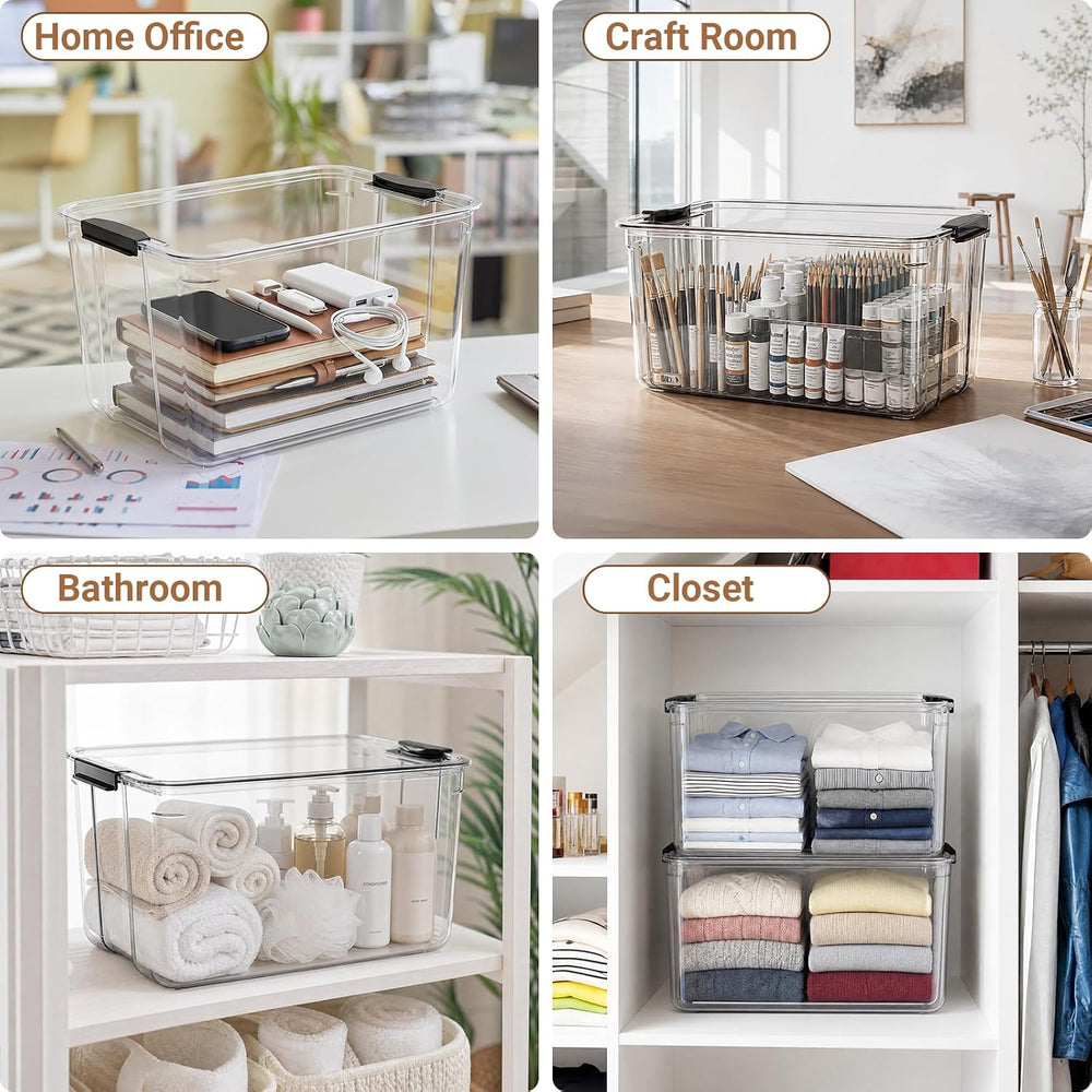 54Qt Stackable Storage Bins with Lids,Clear Latching Organizer Boxes,2-Pack