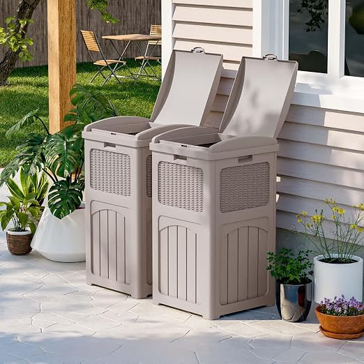 Patiowell 36 Gallon Outdoor Trash Can, Resin Outdoor Garbage Can - Image 3