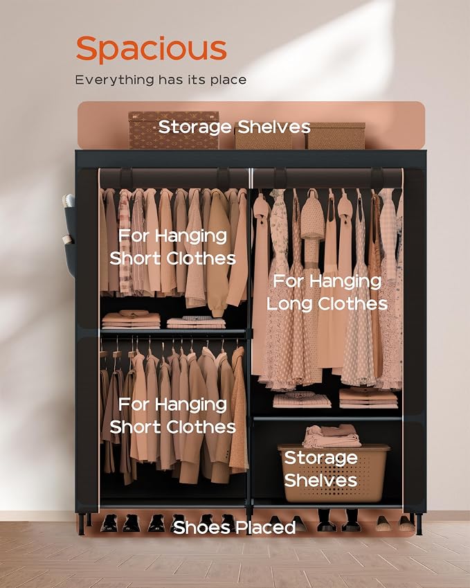 Clothes Rack, Portable Closet, 54.7 Inch Large Capacity Wardrobe Closet - Image 4