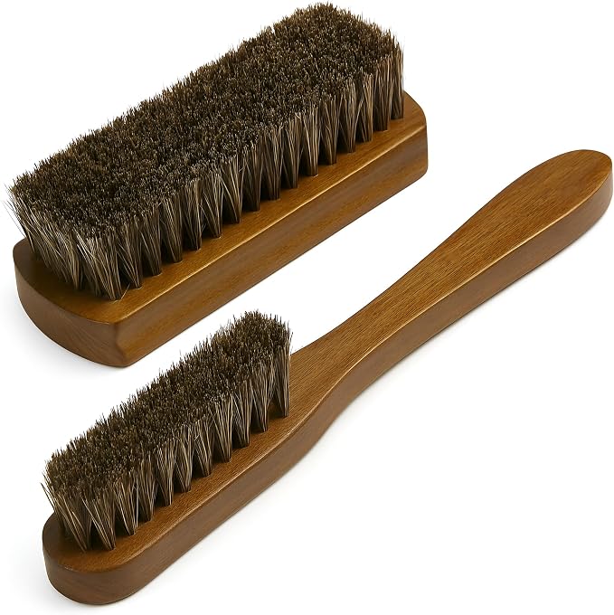 TAKAVU Leather & Upholstery Cleaning Brush Set, 100% Horse Hair Bristle by TAKAVU