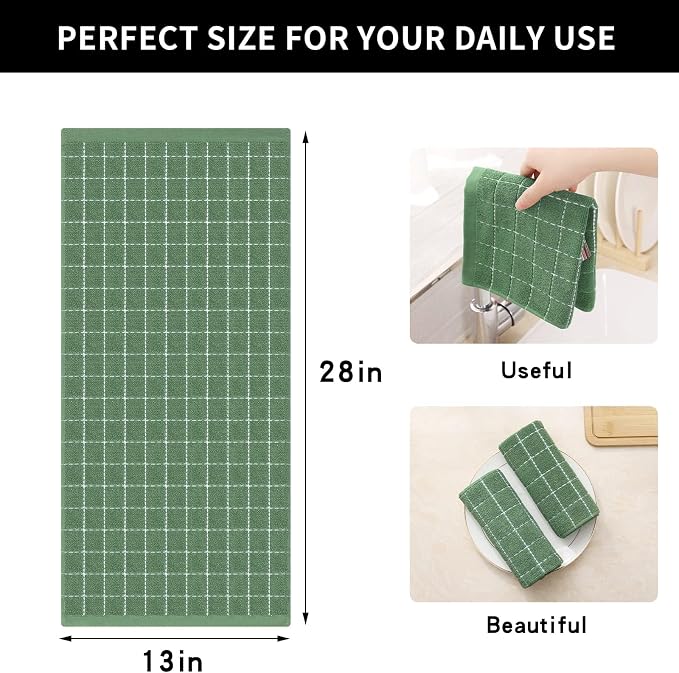 Homaxy 100% Cotton Terry Kitchen Towels, Checkered Designed, Soft and Super - Image 5