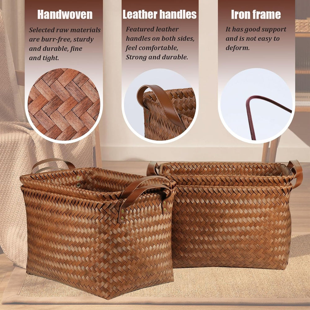 BROWNLILY Handwoven Clothes Basket Laundry Hampers Large Wicker Storage Baske...