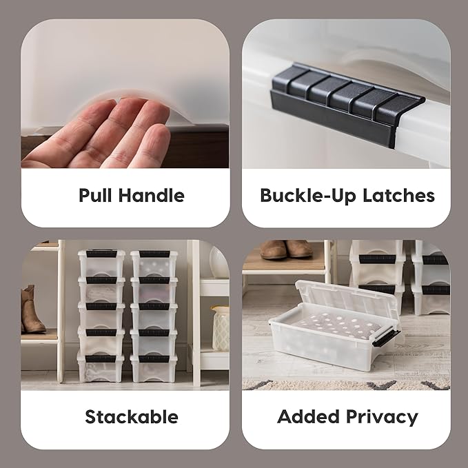 IRIS USA 6 Qt Stackable Plastic Storage Bins - Image 3