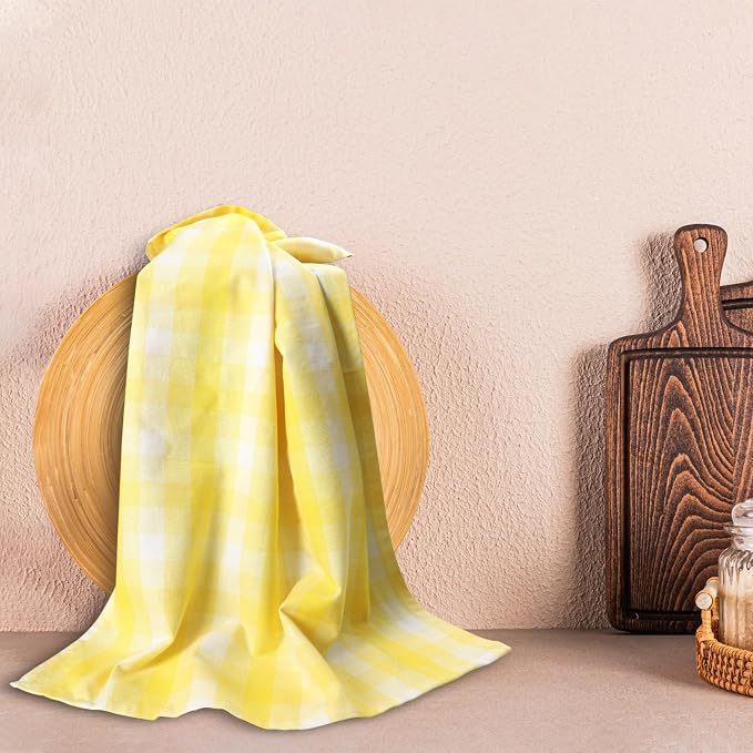 Kitchen Towels Set of 6 Yellow/White Checks 20x30 Inches 100% Cotton Highly - Image 3