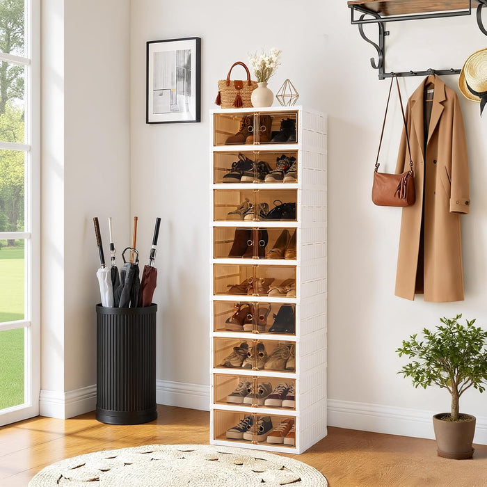 18Pairs Collapsible Shoe Rack Organizer Foldable Shoe Cabinet with Doors