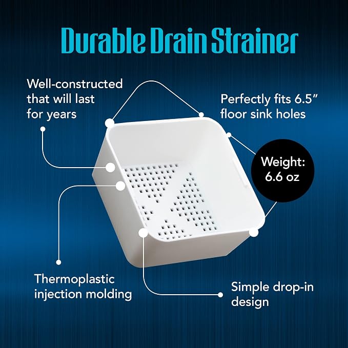 6.5-inch Floor Drain Cover Alternative, Square Sink Drain Basket - Image 3