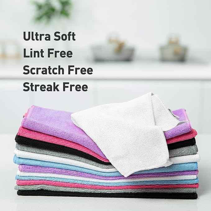 White Microfiber Cleaning Cloth 13"x13", Ultra Soft Absorbent Microfiber - Image 3