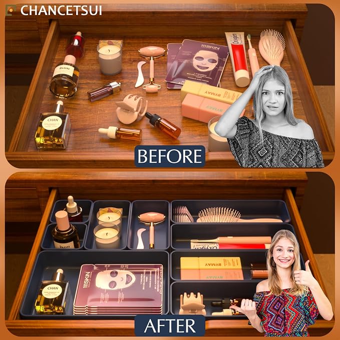 9 Pcs Stackable Drawer Organizer Trays Set, Desk Drawer Organizer Office. - Image 6