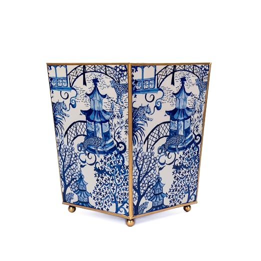 Jaye’s Studio Garden Party Decorative Gold Waste Basket - Image 3