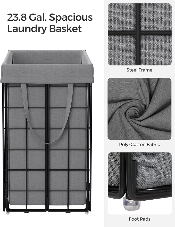 SONGMICS Laundry Hamper, 23.8 Gal. Laundry Basket, Collapsible Clothes Hamper - Image 6