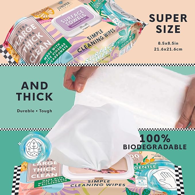 3 Packs Surface Cleaning Wipes Bleach Free, Thick & Large Dispose, All-Purpose - Image 3