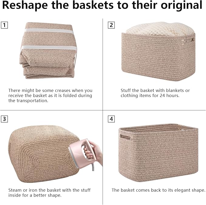 OIAHOMY 4 Pack Storage Baskets for Organizing, Cube Storage Bins for Shelves - Image 7