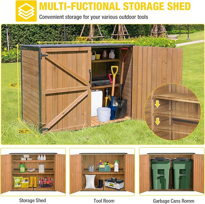 Aivituvin Outdoor Storage Cabinet Trash Can Storage Shed Upgraded - Image 5