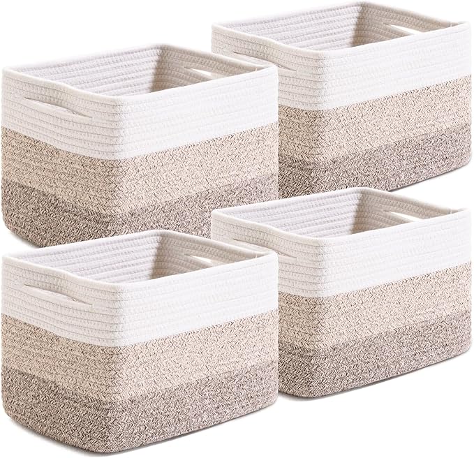 Small Storage Baskets for Organizing Shelves, Woven Cotton Rope Basket for by Unknown