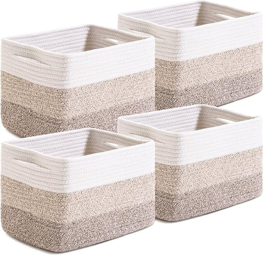 Small Storage Baskets for Organizing Shelves, Woven Cotton Rope Basket for by Unknown