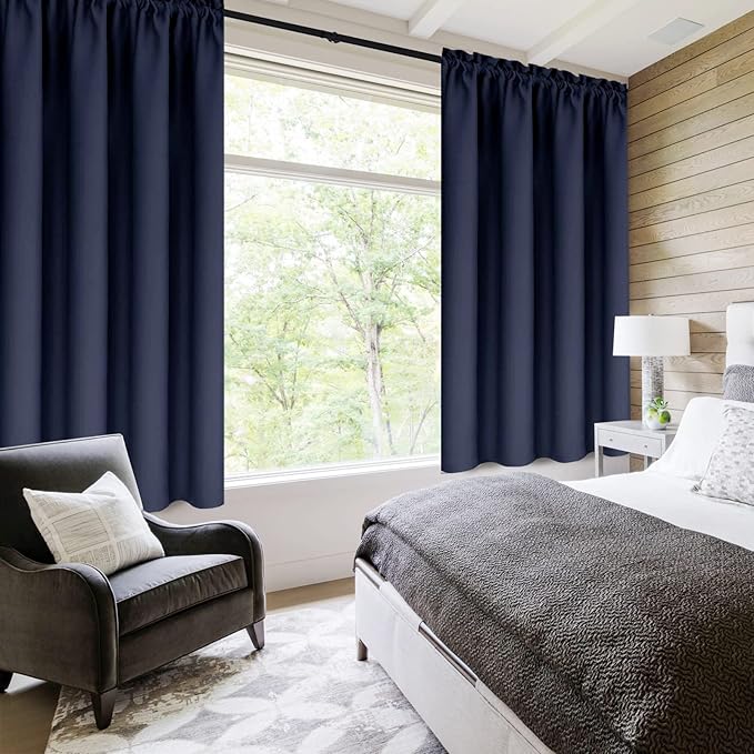 DWCN Navy Room Darkening Blackout Curtains - Image 2