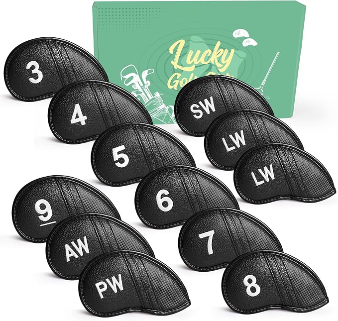 Amy Sport Golf Iron Head Covers Value 12 Pcs Set Thick Synthetic Leather by AmySport