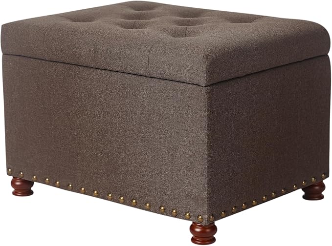 Joveco Storage Ottoman Linen Tufted Bench, Rectangular Footrest Footstool by Joveco