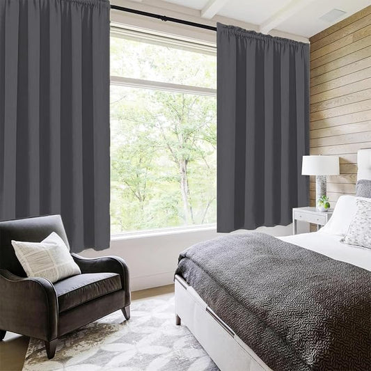 DWCN Bedroom Blackout Curtains 70 x 63 Inches Length 2 Panels Set, Solid - Image 2