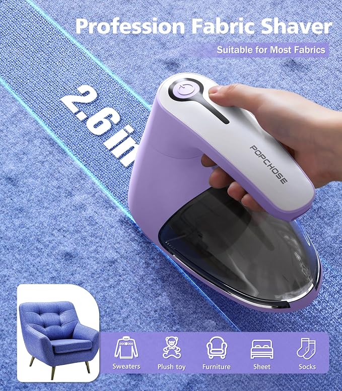 POPCHOSE Fabric Shaver, Rechargeable Lint Remover Defuzzer Sweater Shaver - Image 4
