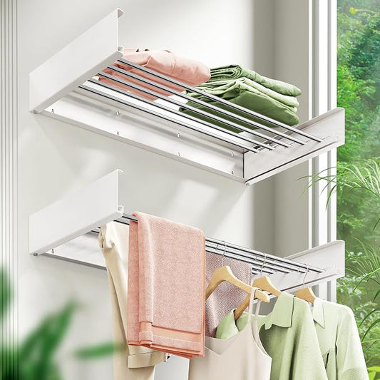 Wall Mounted Clothes Drying Rack 32 inches, Foldbale Laundry Drying Rack Wall - Image 2